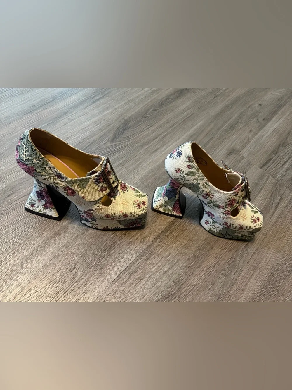 John Fluevog Mega Munster Tapestry Heels 9W